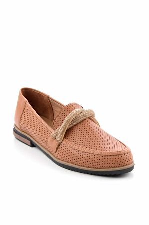 Bambi Taba Hakiki Deri Kadın Loafer Ayakkabi K01586213303