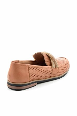 Bambi Taba Hakiki Deri Kadın Loafer Ayakkabi K01586213303