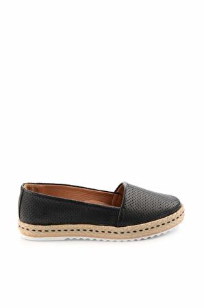 Bambi Siyah Hakiki Deri Kadın Espadril K01582012603
