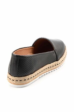 Bambi Siyah Hakiki Deri Kadın Espadril K01582012603