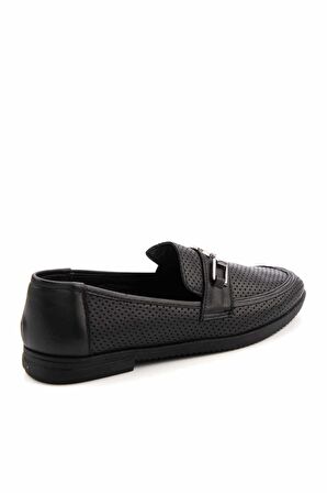 Bambi Siyah Hakiki Deri Kadın Loafer Ayakkabi K01586213603