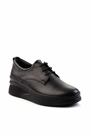 Siyah Hakiki Deri Kadın Casual Ayakkabı K01628019503