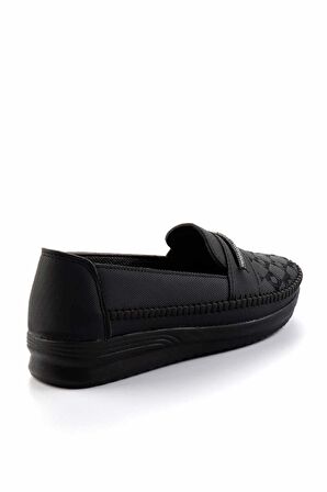 Siyah Platin Taşlı  Kadın Loafer Ayakkabı K01621073009