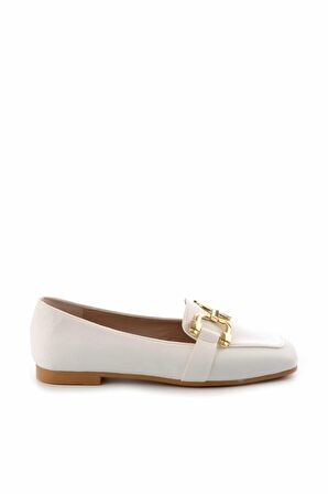 Bambi Beyaz  Kadın Loafer Ayakkabi K01641166109