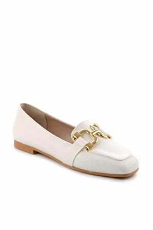 Bambi Beyaz  Kadın Loafer Ayakkabi K01641166109