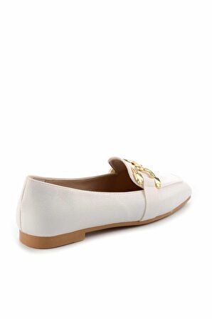 Bambi Beyaz  Kadın Loafer Ayakkabi K01641166109