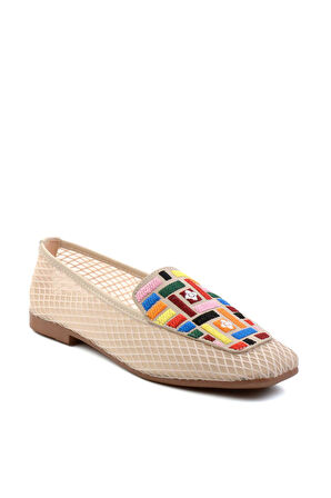 Bej Çok Renkli  Kadın Babet K01641021122