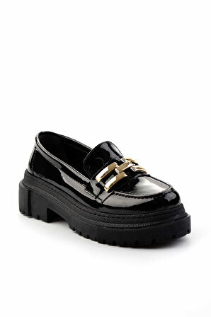 Siyah Rugan   Kadın Loafer Ayakkabı K01641015508