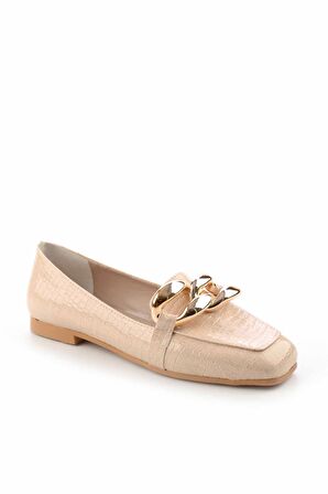 Bambi Bej Rugan  Kadın Loafer Ayakkabi K01641166311