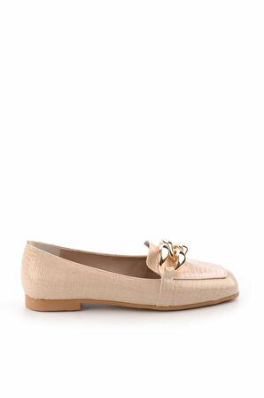 Bambi Bej Rugan  Kadın Loafer Ayakkabi K01641166311
