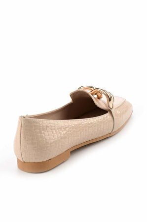 Bambi Bej Rugan  Kadın Loafer Ayakkabi K01641166311