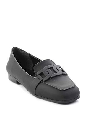 Bambi Mat Siyah  Kadın Loafer Ayakkabi K01641165709