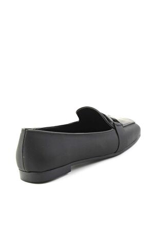 Bambi Mat Siyah  Kadın Loafer Ayakkabi K01641165709