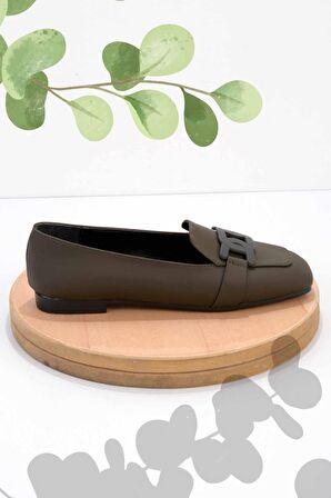 Bambi Mat Haki  Kadın Loafer Ayakkabi K01641165709