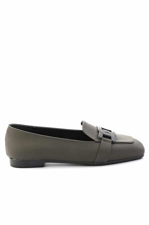 Bambi Mat Haki  Kadın Loafer Ayakkabi K01641165709