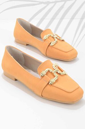 Bambi Turuncu Nubuk  Kadın Loafer Ayakkabi K01641166101
