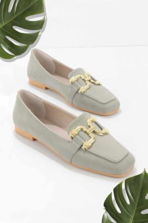 Bambi Su Yesili Nubuk  Kadın Loafer Ayakkabi K01641166101