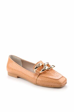 Bambi Turuncu Rugan  Kadın Loafer Ayakkabi K01641166311