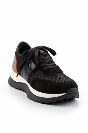 Siyah Hakiki Deri Kadın Sneaker K01673120103