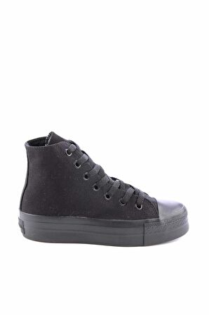 Bambi Siyah Keten  Kadın Casual Ayakkabi K01688010518