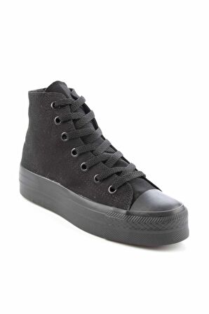 Bambi Siyah Keten  Kadın Casual Ayakkabi K01688010518