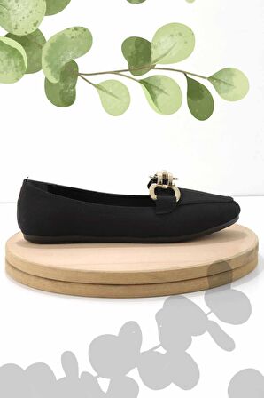Mat Siyah Saten  Kadın Loafer Ayakkabı K01688020738