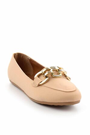 Mat Nude Saten  Kadın Loafer Ayakkabı K01688020738