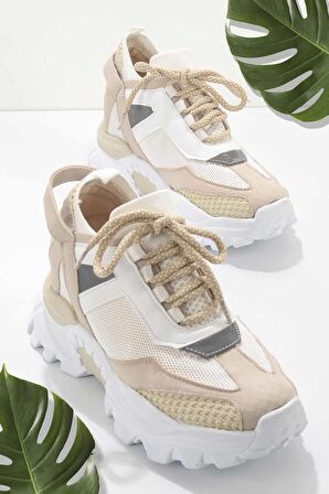 Bambi Bej Triko  Kadın Sneaker K01703087582