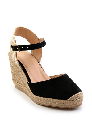 Siyah Süet  Kadın Dolgu Topuklu Ayakkabı K01718002302