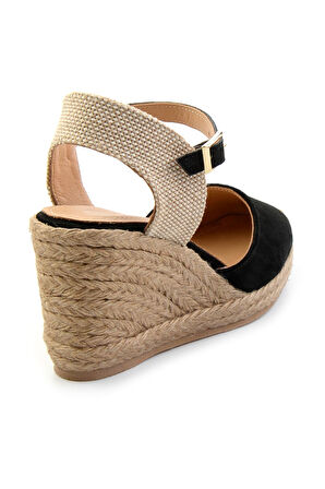 Siyah Süet  Kadın Dolgu Topuklu Ayakkabı K01718002302