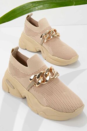 Bambi Bej Triko  Kadın Sneaker K01718005182