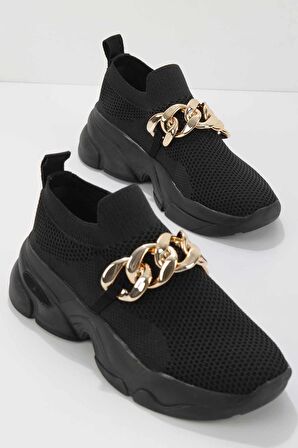 Bambi Siyah Triko  Kadın Sneaker K01718005182