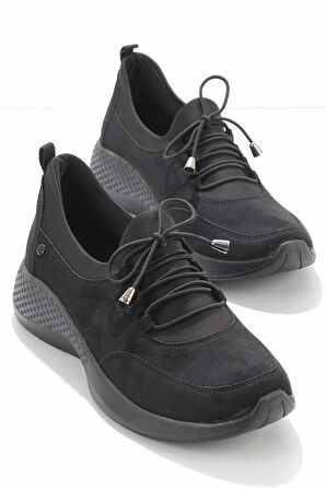 Bambi Siyah Süet  Kadın Casual Ayakkabi K01724102902