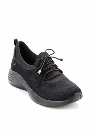 Bambi Siyah Süet  Kadın Casual Ayakkabi K01724102902