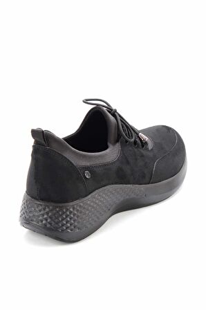 Bambi Siyah Süet  Kadın Casual Ayakkabi K01724102902