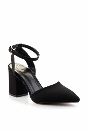 Mat Siyah Saten  Kadın Klasik Topuklu Ayakkabı K01726140038