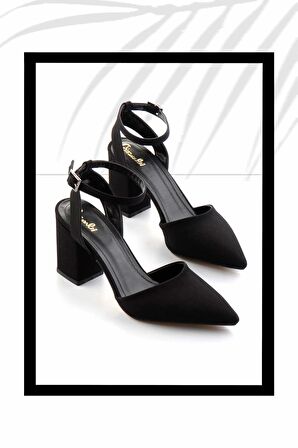 Mat Siyah Saten  Kadın Klasik Topuklu Ayakkabı K01726140038