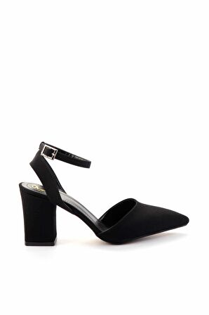 Mat Siyah Saten  Kadın Klasik Topuklu Ayakkabı K01726140038