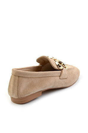 Vizon Süet Hakiki Deri Kadın Loafer Ayakkabı K01763771002