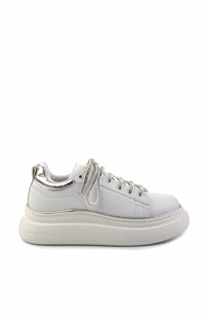 Beyaz Lame  Kadın Sneaker K01776431009