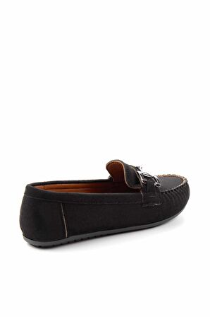 Bambi Siyah Süet  Kadın Loafer Ayakkabi K01778166502