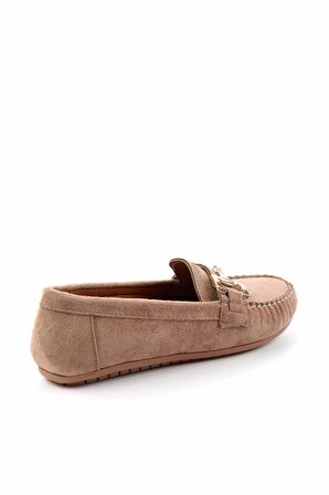 Bambi Vizon Süet  Kadın Loafer Ayakkabi K01778166502