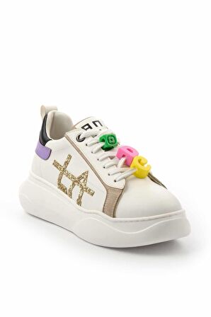 Beyaz Lila  Kadın Sneaker K01791071809