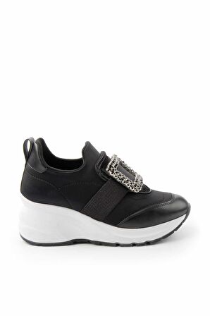 Bambi Siyah Streç  Kadın Sneaker K01791089017
