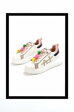 Beyaz Siyah  Kadın Sneaker K01791071809
