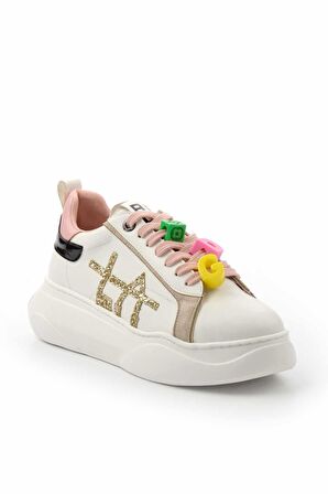 Beyaz Siyah  Kadın Sneaker K01791071809