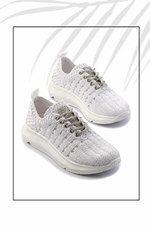 Beyaz Lame  Kadın Sneaker K01792015116