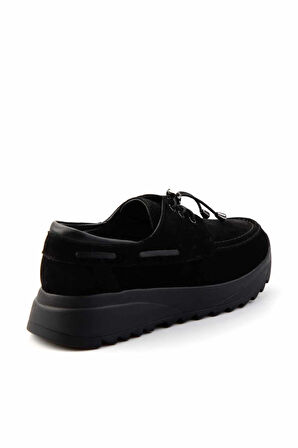 Siyah Süet Hakiki Deri Kadın Loafer Ayakkabı K01809047002