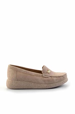 Bej Nubuk  Kadın Loafer Ayakkabı K01823016001