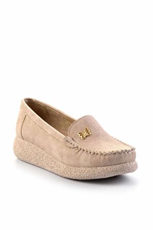 Bej Nubuk  Kadın Loafer Ayakkabı K01823016001